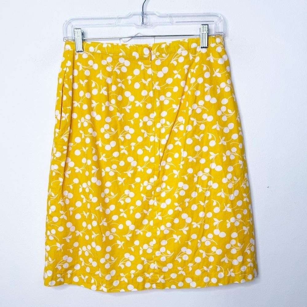 BODEN | Yellow and White Cherry Print 100% Cotton Skirt Sz. 4 - Picture 5 of 5